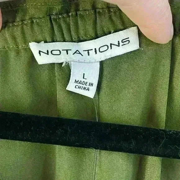 NWT Women's Notations Green Long Sleeve Ruffle Tie Front Blouse Size Large - Picture 6 of 15